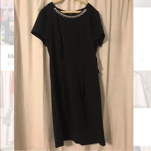 Black dressy studded neckline dress